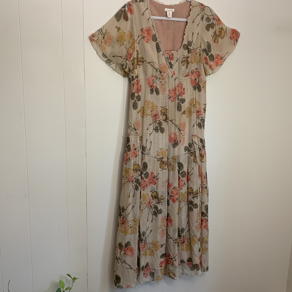 Sundance Floral Maxi Dress in Cream with Pink & Yellow Blooms